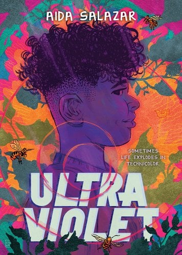 Ultraviolet cover with a young Latina boy in technicolor