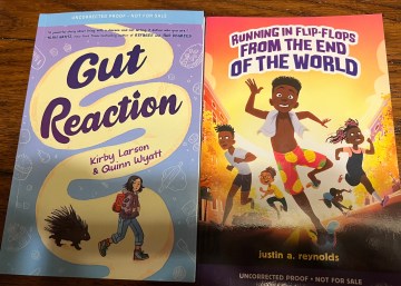 Book covers for Gut Reaction and Running in Flip-flops from the end of the world