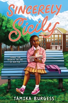 Book Jacket features young Black Panamanian-American girl in a pink dress, her hair in braids, sitting on a park bench.